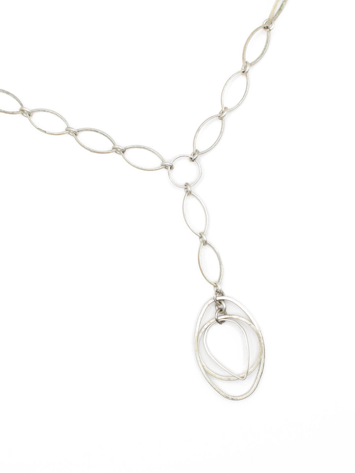 Vintage 925 Silver Y Modernist Necklace