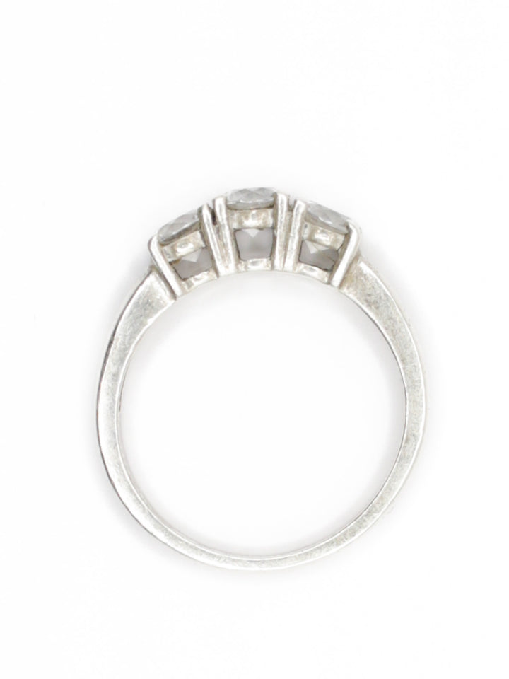 Vintage 925 Silver Three Stone CZ Ring Size 8 US 18.5mm