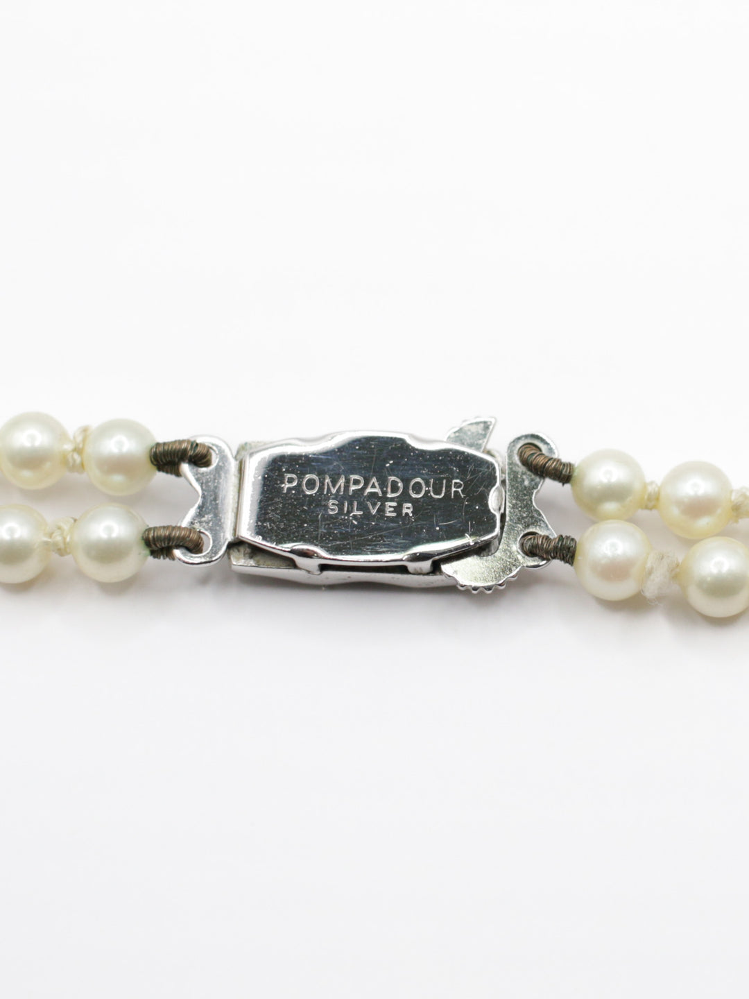 Vintage 1950s Pompadour Silver Double Strand Pearl Necklace