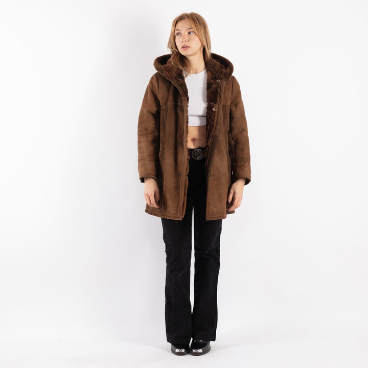 Vintage 70's Women Sheepskin Coat in Brown