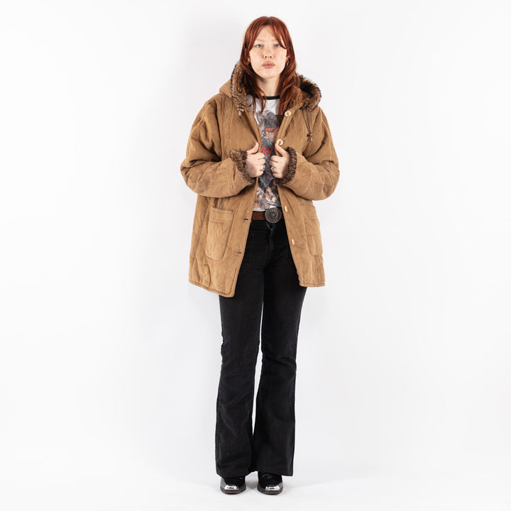 Vintage 90's Women Sherpa Coat in Beige