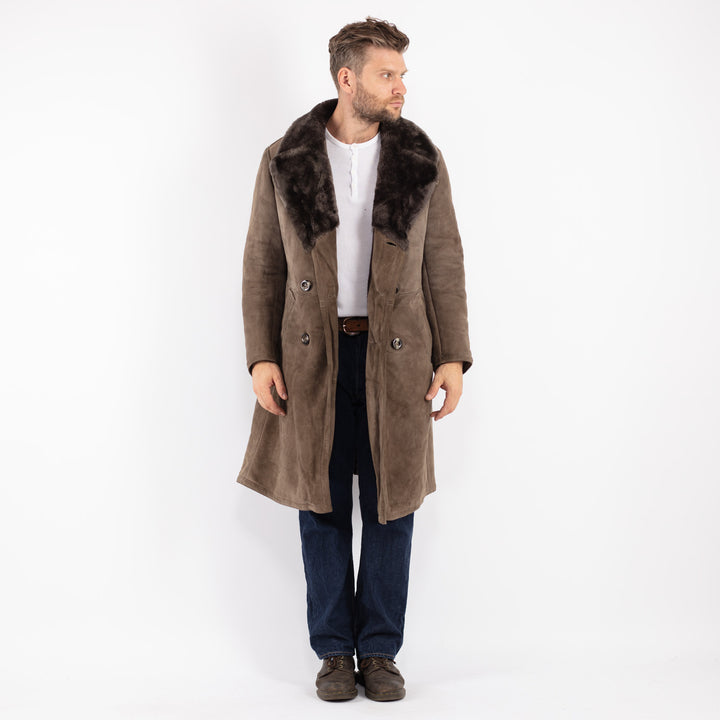 Vintage 70's Men Sheepskin Coat in Brown