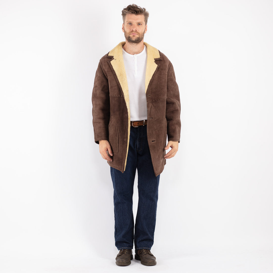 Vintage 70's Men Sheepskin Coat in Brown