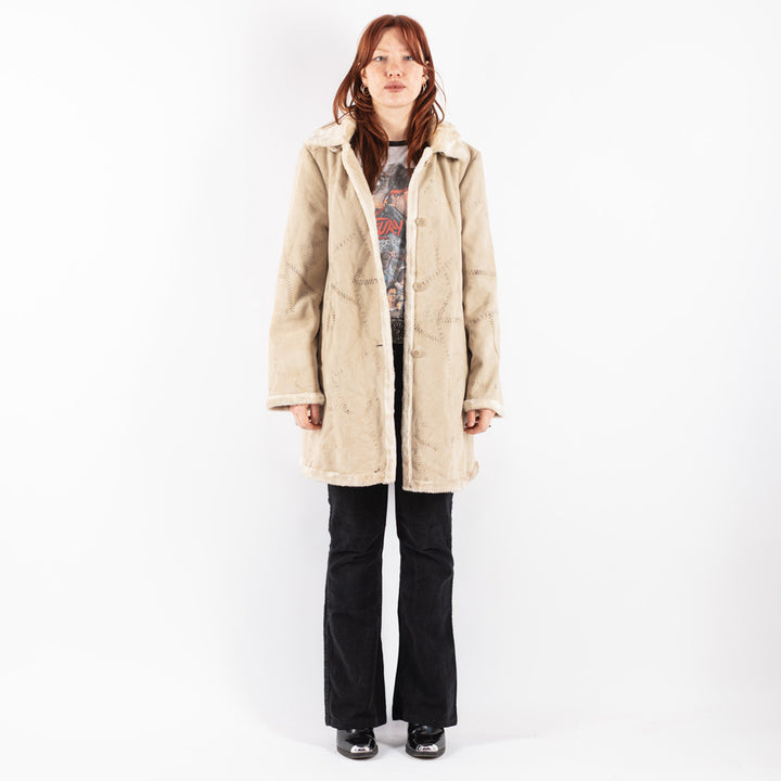 Vintage 90's Women Sherpa Coat in Beige