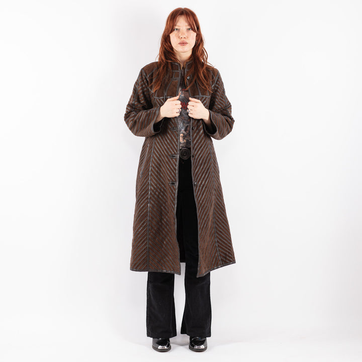 Vintage 80's Women Sheepskin Coat in Brown