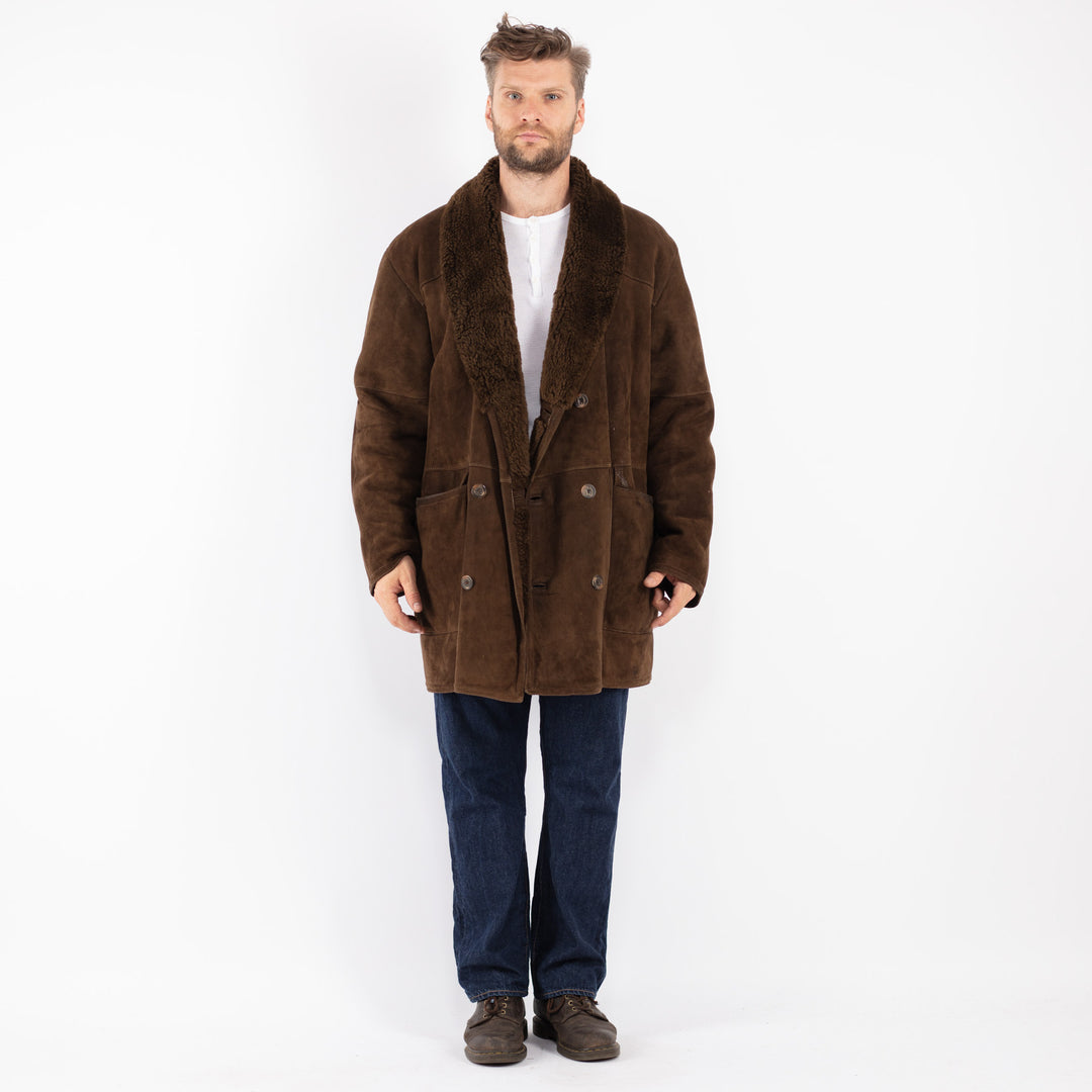 Vintage 70's Men Sheepskin Coat in Brown