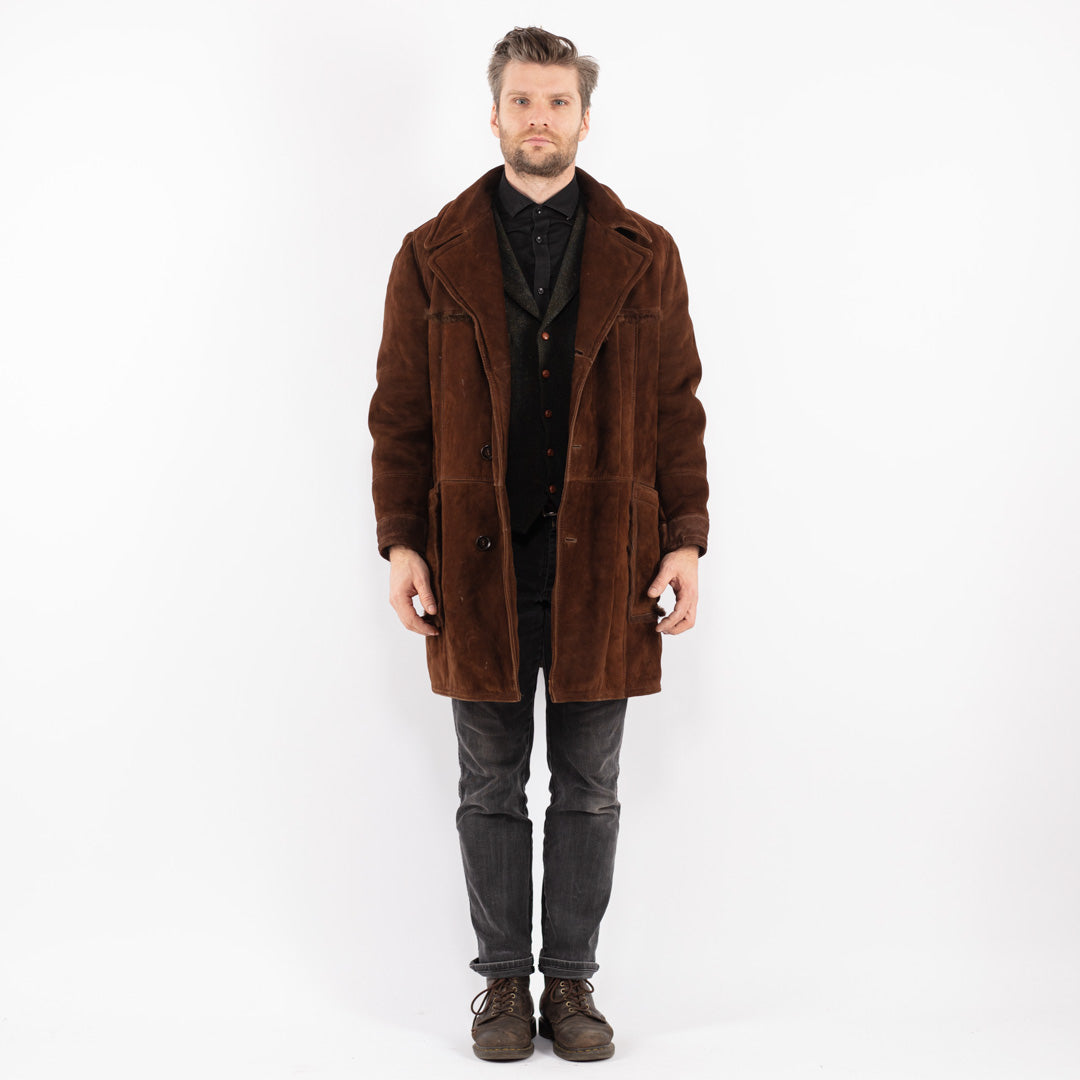 Vintage 70's Men Sheepskin Coat in Brown