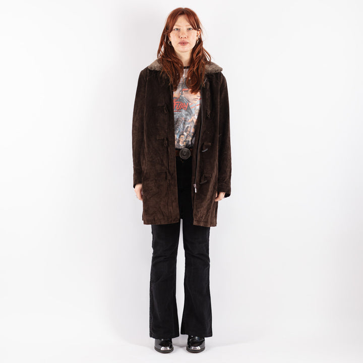 Vintage 90's Women Suede Coat in Brown