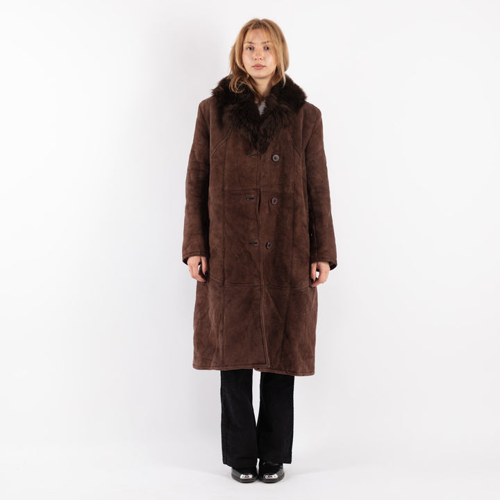 Vintage 70's Women Sheepskin Coat in Brown