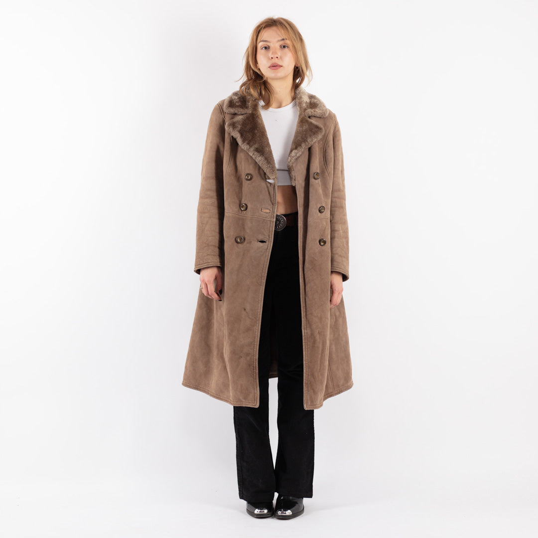 Vintage 70's Women Shearling Coat in Beige