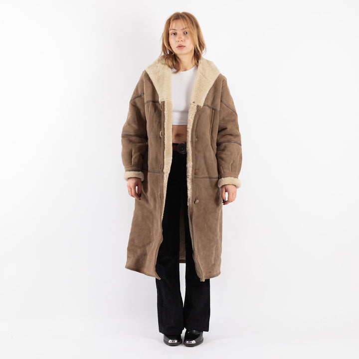 Vintage 70's Women Sheepskin Coat in Beige