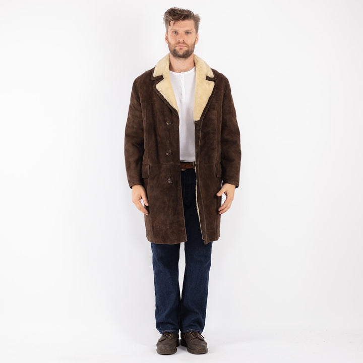 Vintage 70's Men Sheepskin Coat in Brown