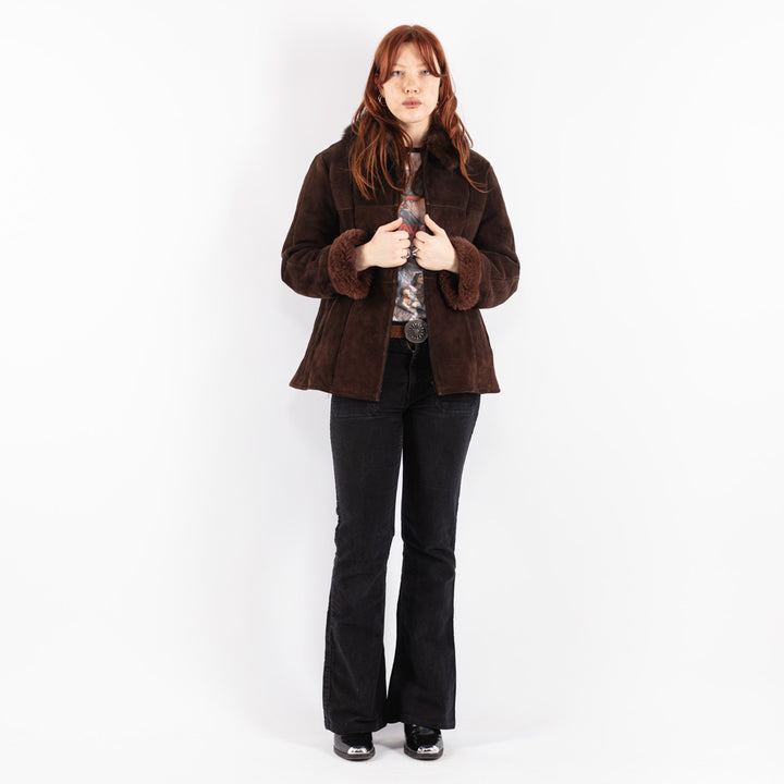 Vintage 70's Women Sheepskin Jacket in Brown