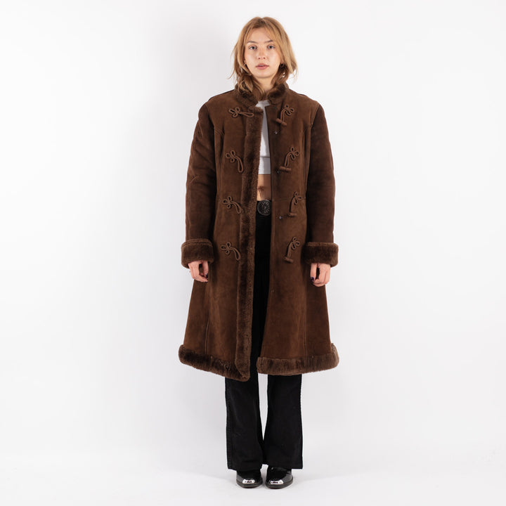 Vintage 70's Women Sheepskin Coat in Brown
