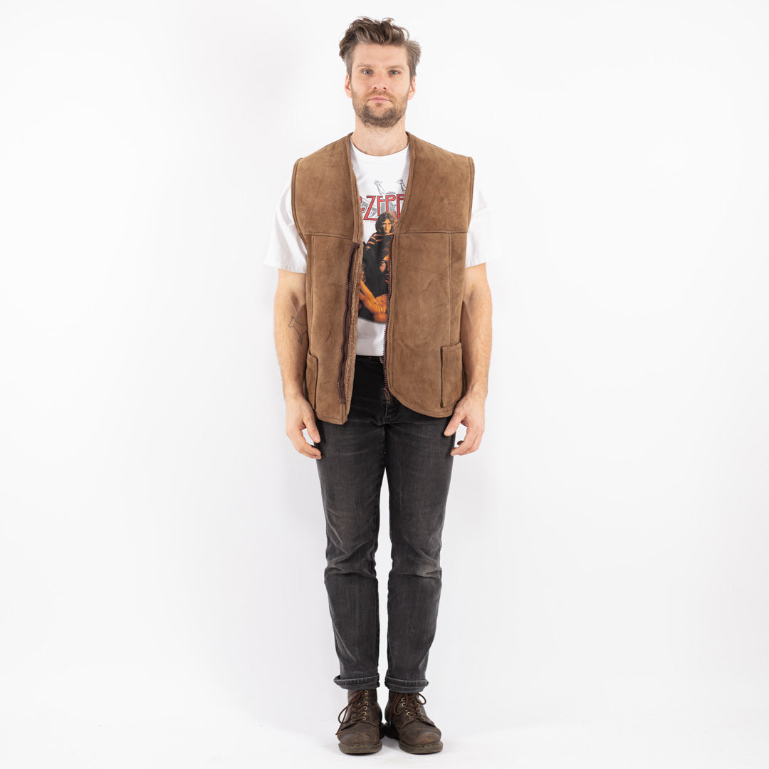 Vintage 70's Men Sheepskin Vest in Beige