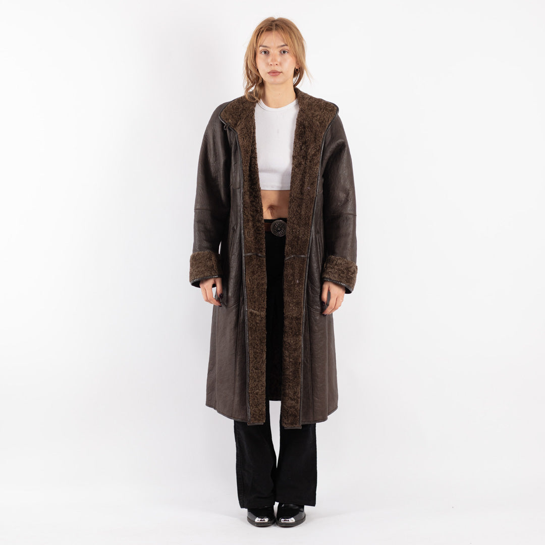 Vintage 80's Women Sheepskin Shearling in Brown
