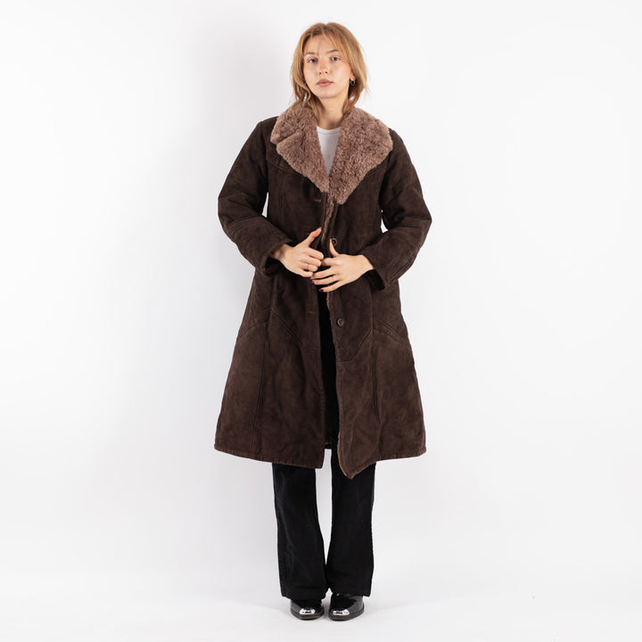 Vintage 70's Women Sheepskin Coat in Brown