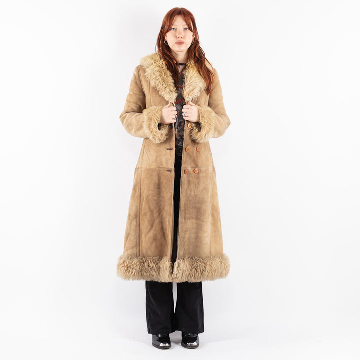 Vintage 70's Women Sheepskin Coat in BeigeV8397