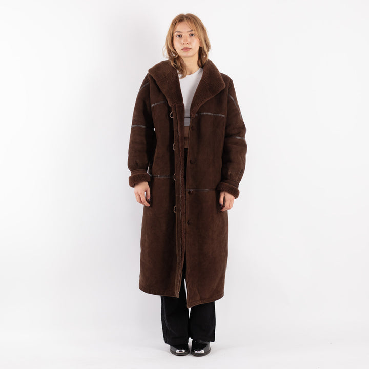 Vintage 70's Women Sheepskin Coat in Brown