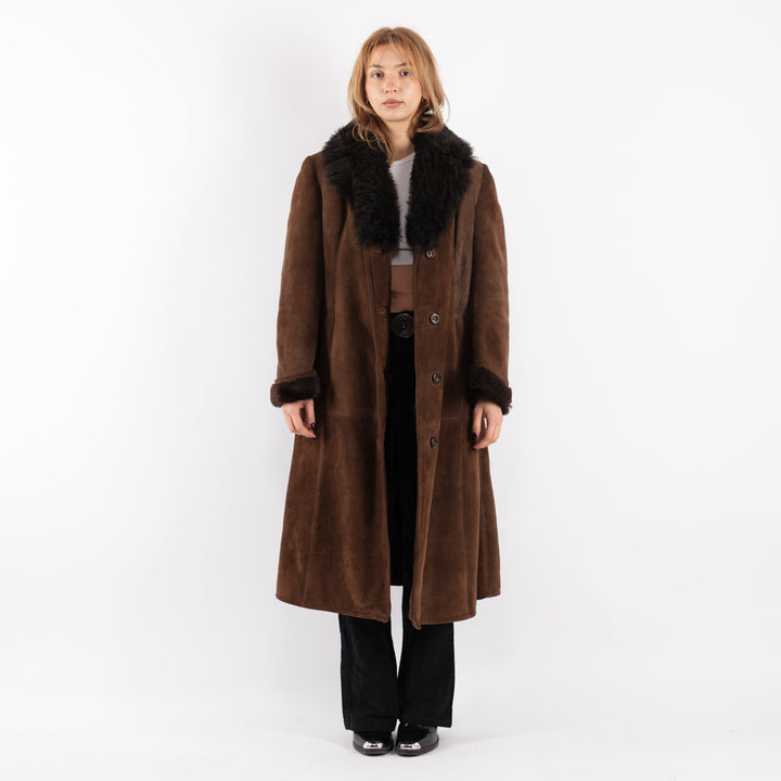 Vintage 70's Women Sheepskin Coat in Brown