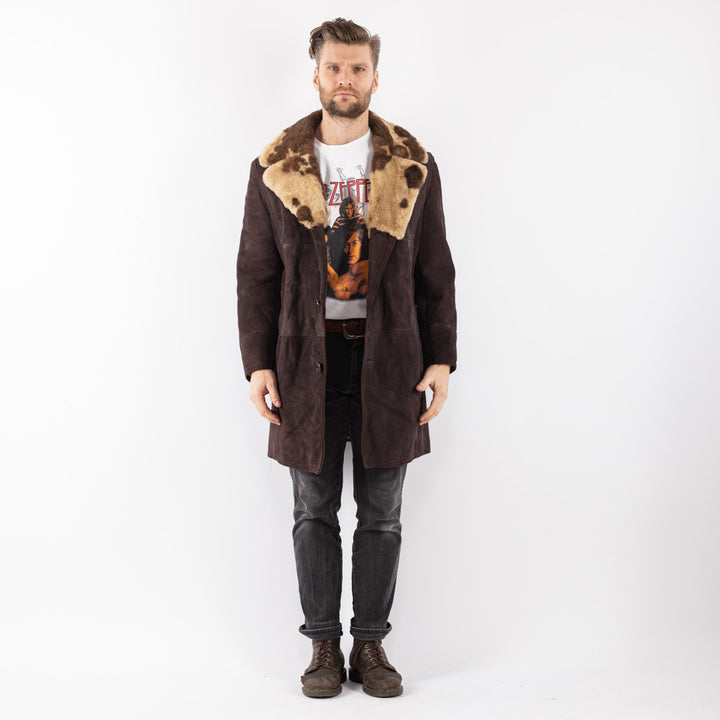 Vintage 70's Men Sheepskin Coat in Brown