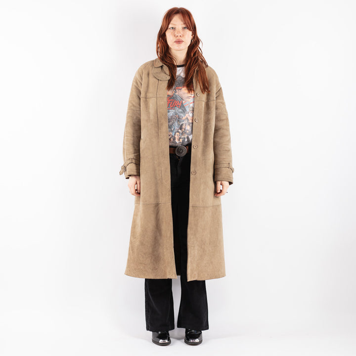 Vintage 70's Women Sheepskin Coat in Beige