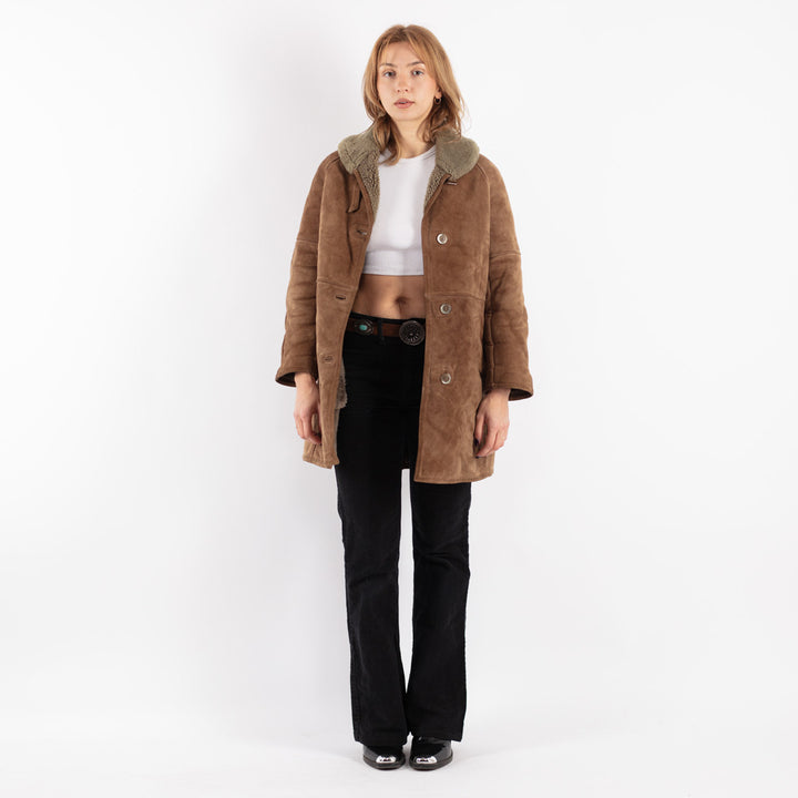 Vintage 70's Women Sheepskin Coat in Brown