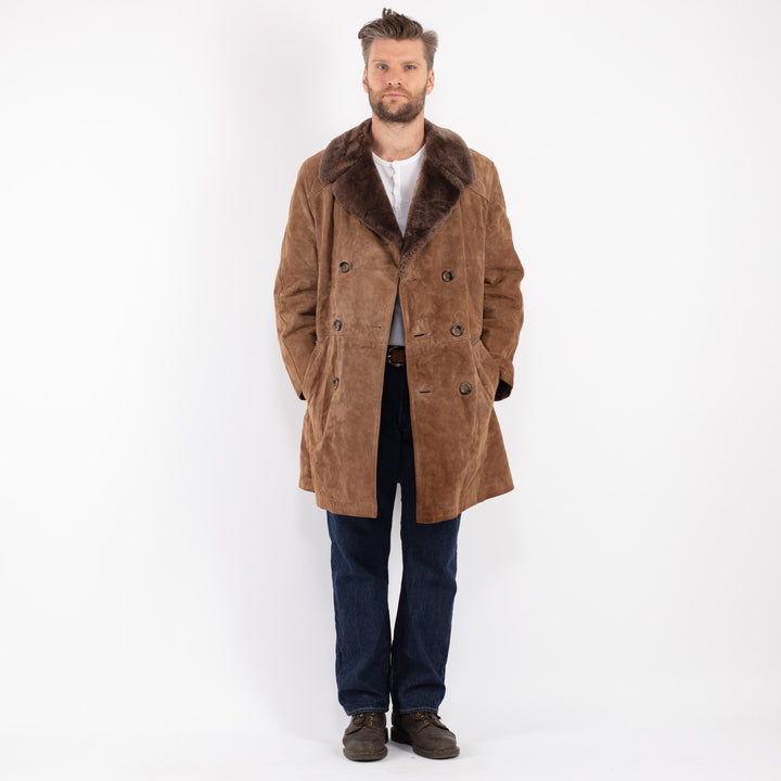 Vintage 70's Men Suede Sherpa Coat in Brown