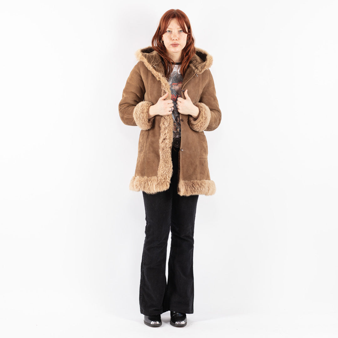 Vintage 70's Women Sheepskin Coat in Beige