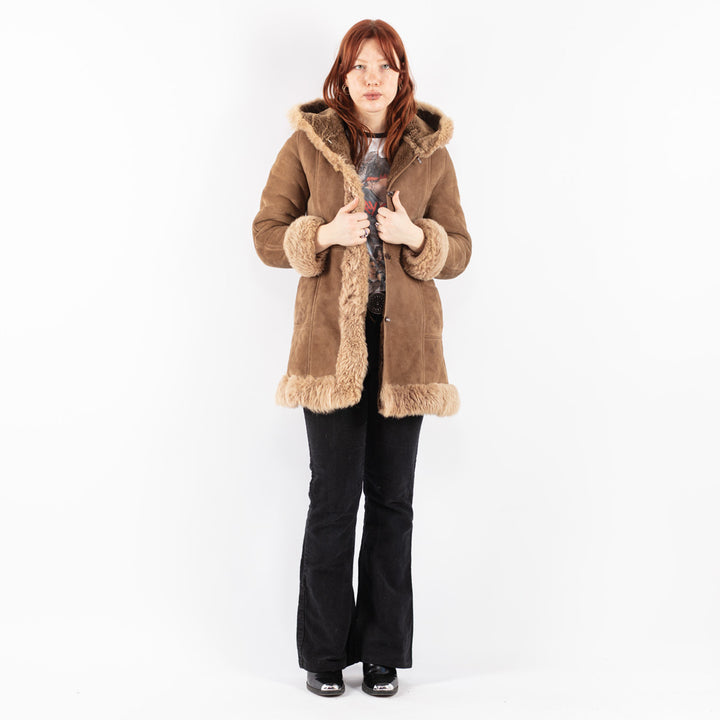 Vintage 70's Women Sheepskin Coat in Beige