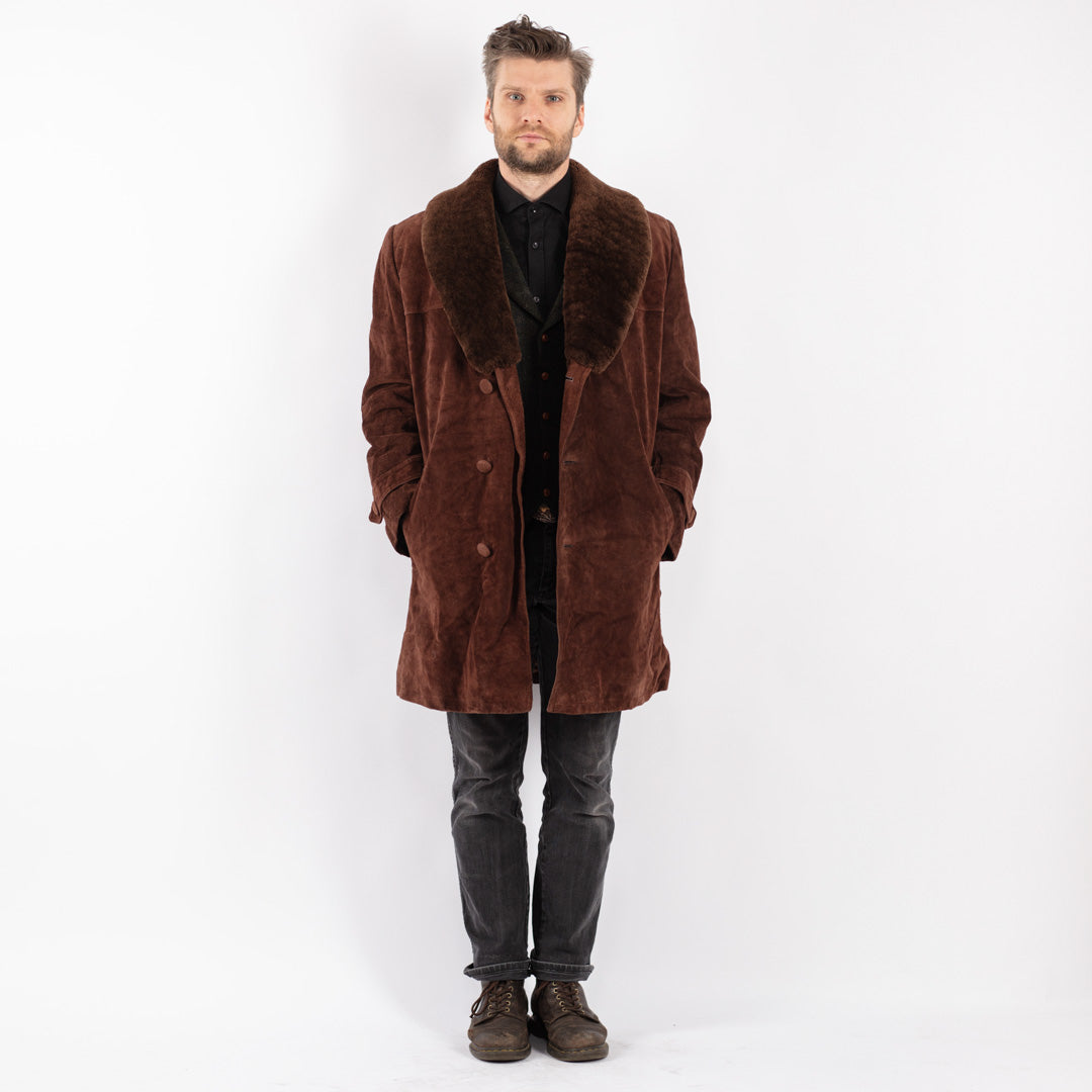 Vintage 70's Men Sheepskin Coat in Brown