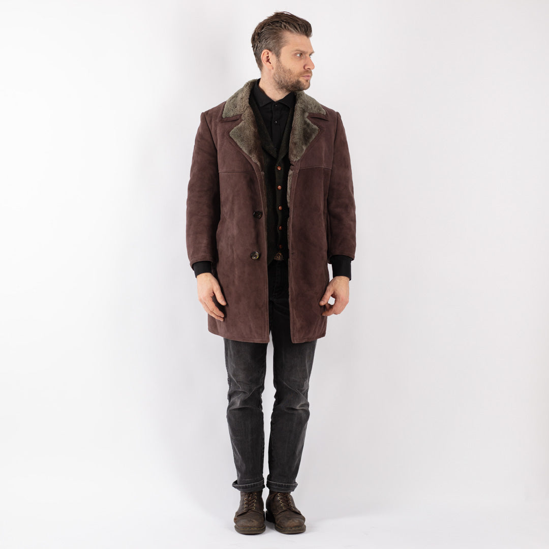 Vintage 70's Men Sheepskin Coat in Brown