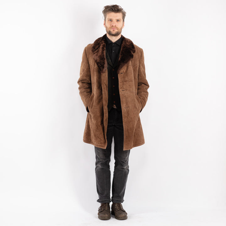 Vintage 70's Men Sheepskin Coat in Brown