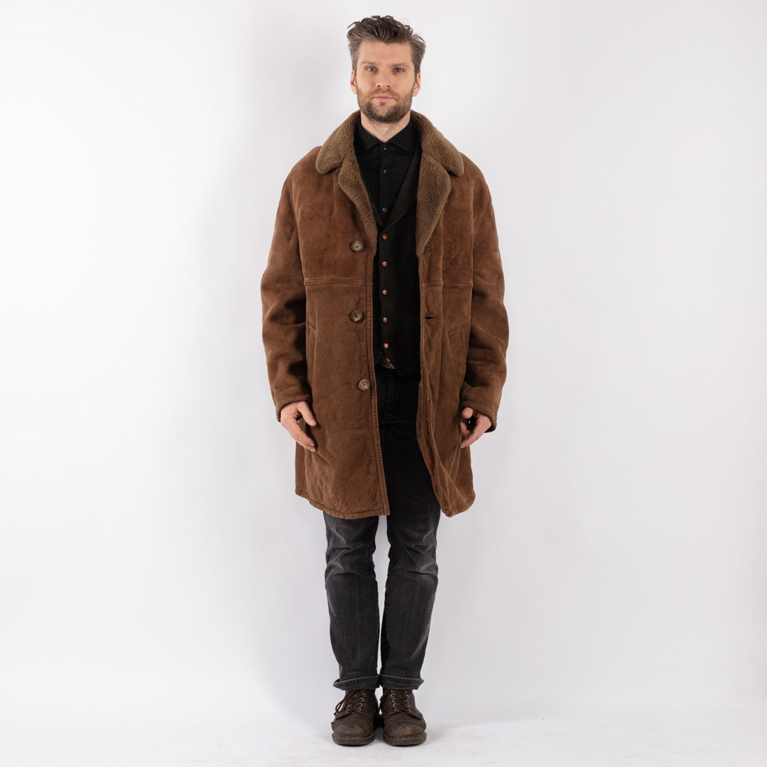 Vintage 70's Men Sheepskin Coat in Brown