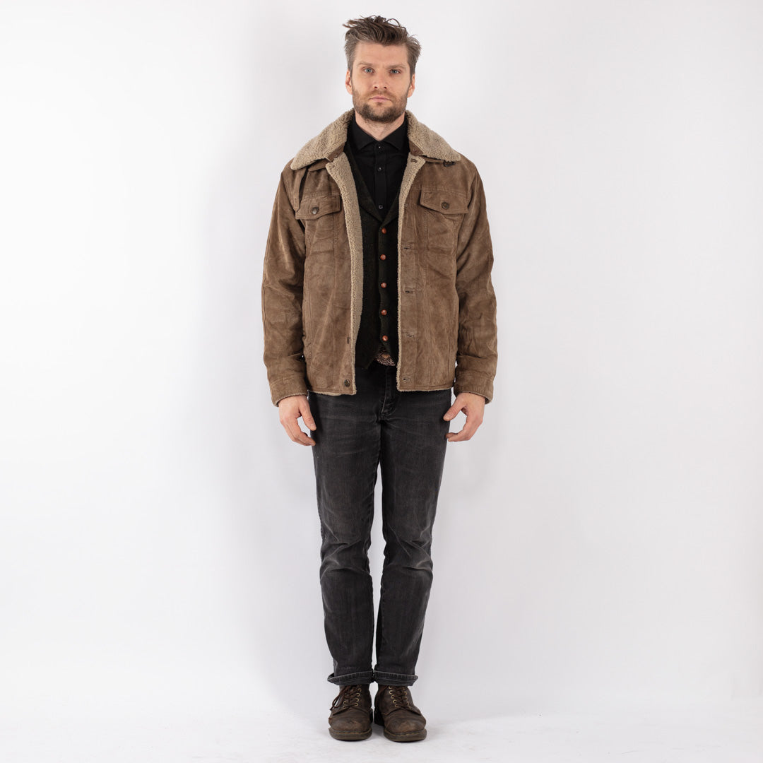 Vintage 90's Men Suede Sherpa in Beige