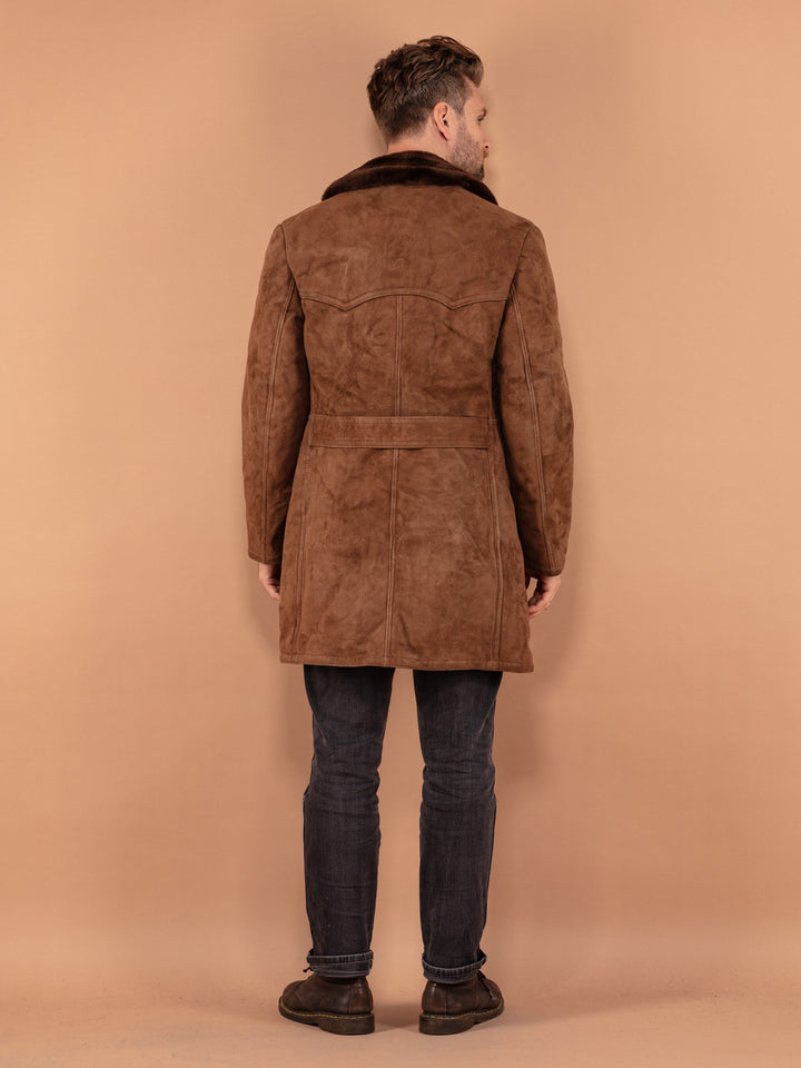 Vintage 70's Men Sheepskin Coat in Brown - NorthernGrip