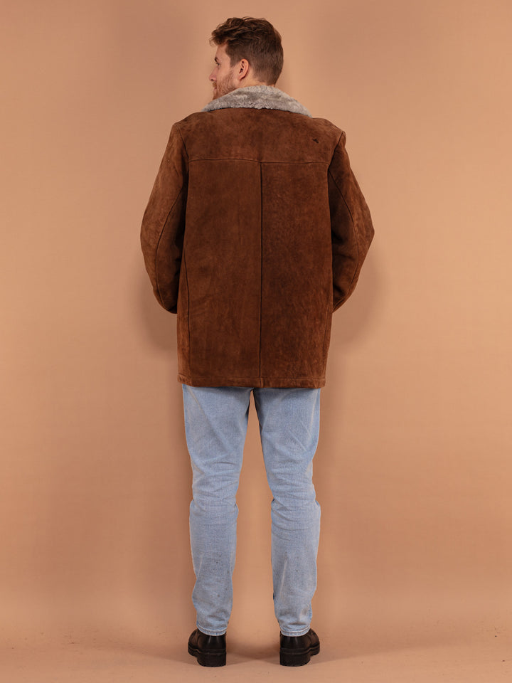 Vintage 70's Men Sheepskin Coat in Brown - NorthernGrip