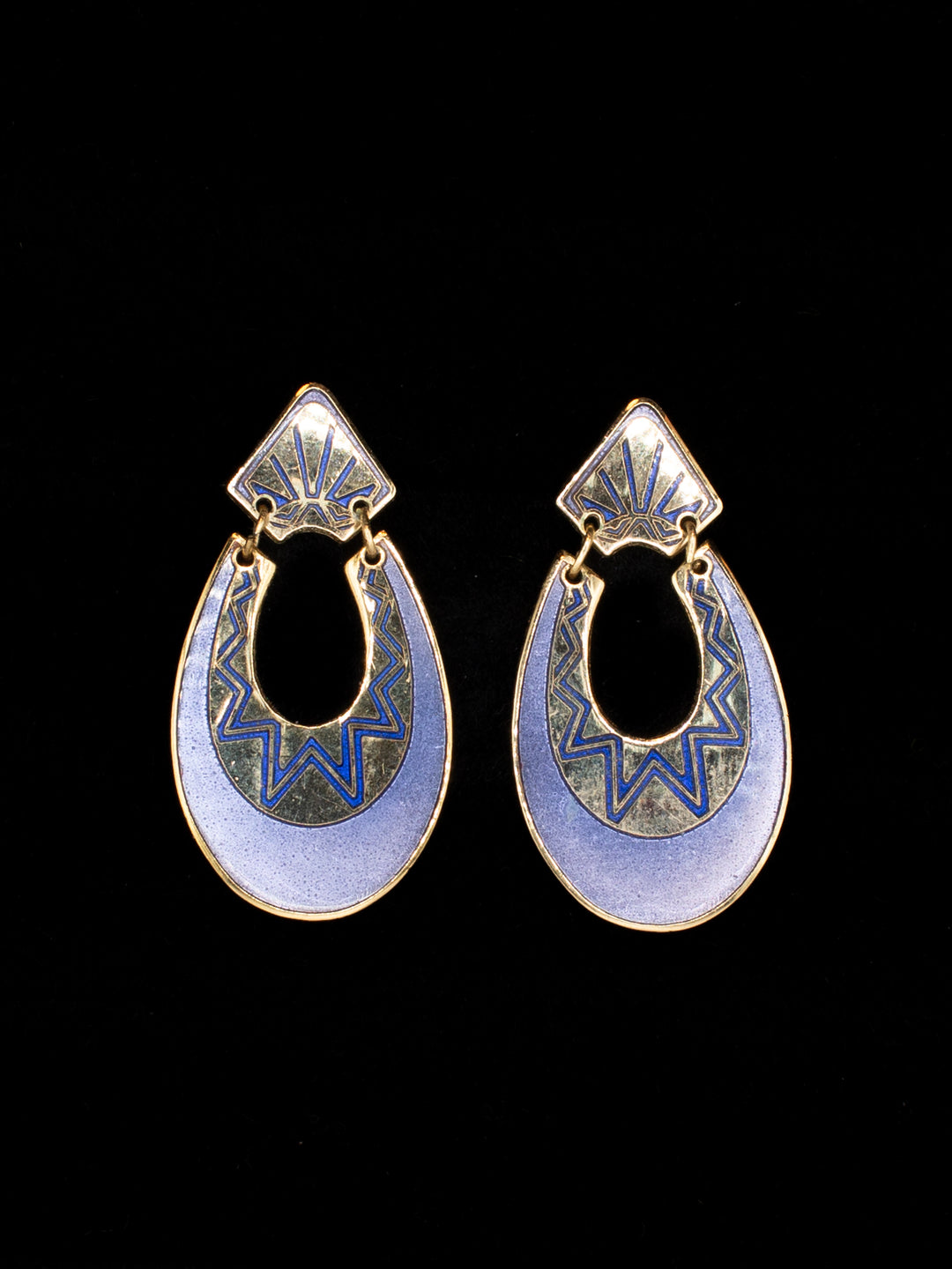 Vintage 80's Clip-on Earrings in Blue