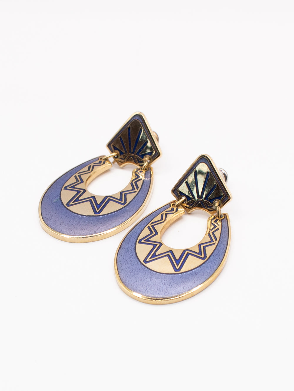 Vintage 80's Clip-on Earrings in Blue