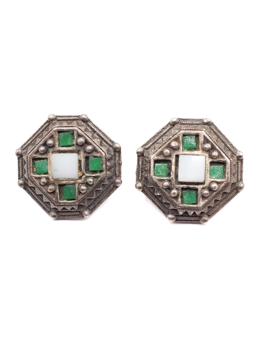 Vintage 60's Clip-on Earrings in Green