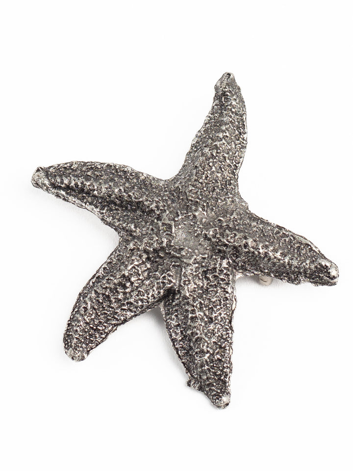 Vintage 80s Metzke Pewter Starfish Brooch – Nautical Marine Life Pin