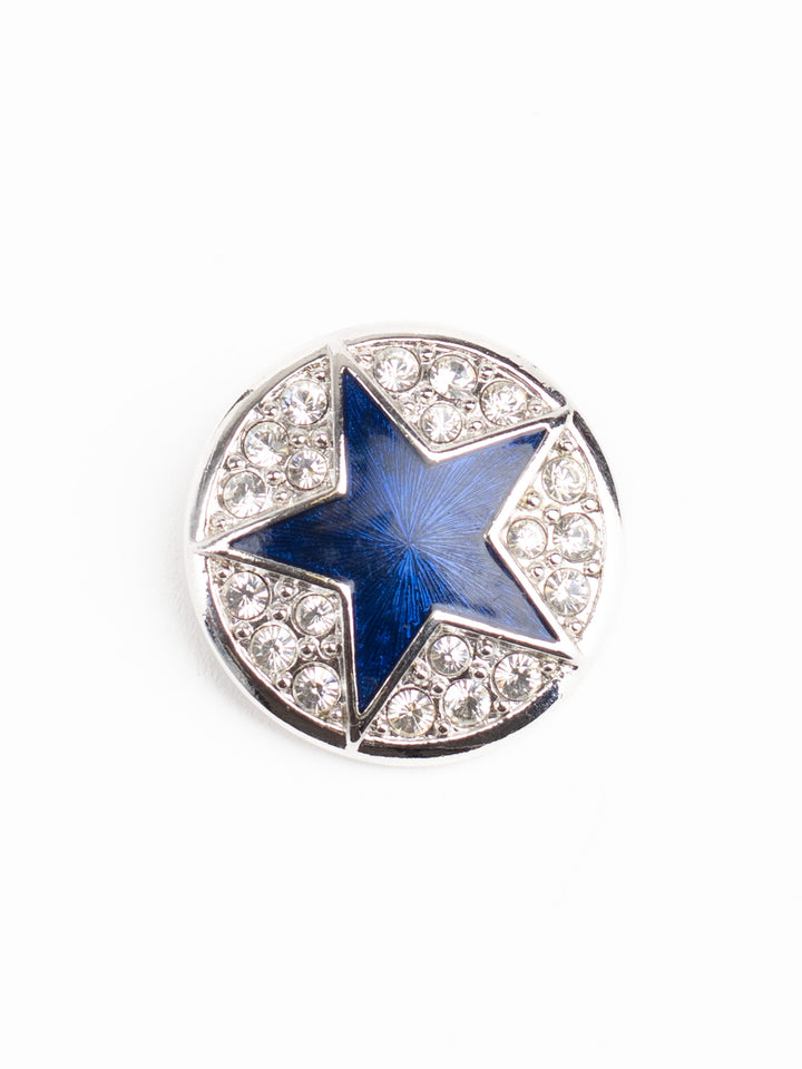 Vintage Blue Star Brooch with Rhinestones – Silver-Tone Celestial Pin