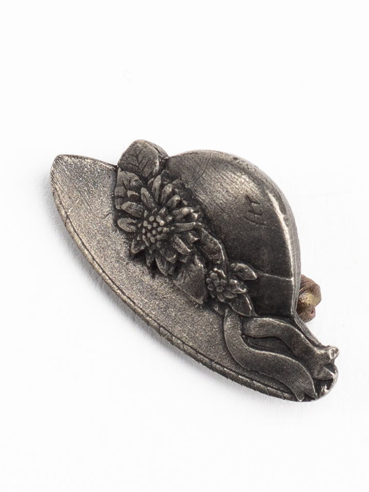 Limited Edition 2005 Birds & Blooms Hat Brooch – Antique Silver-Tone Collectible Pin