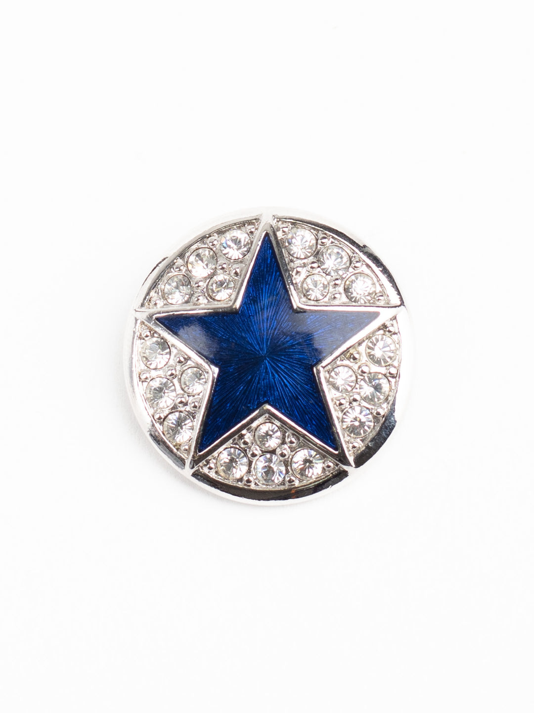 Vintage Blue Star Brooch with Rhinestones – Silver-Tone Celestial Pin