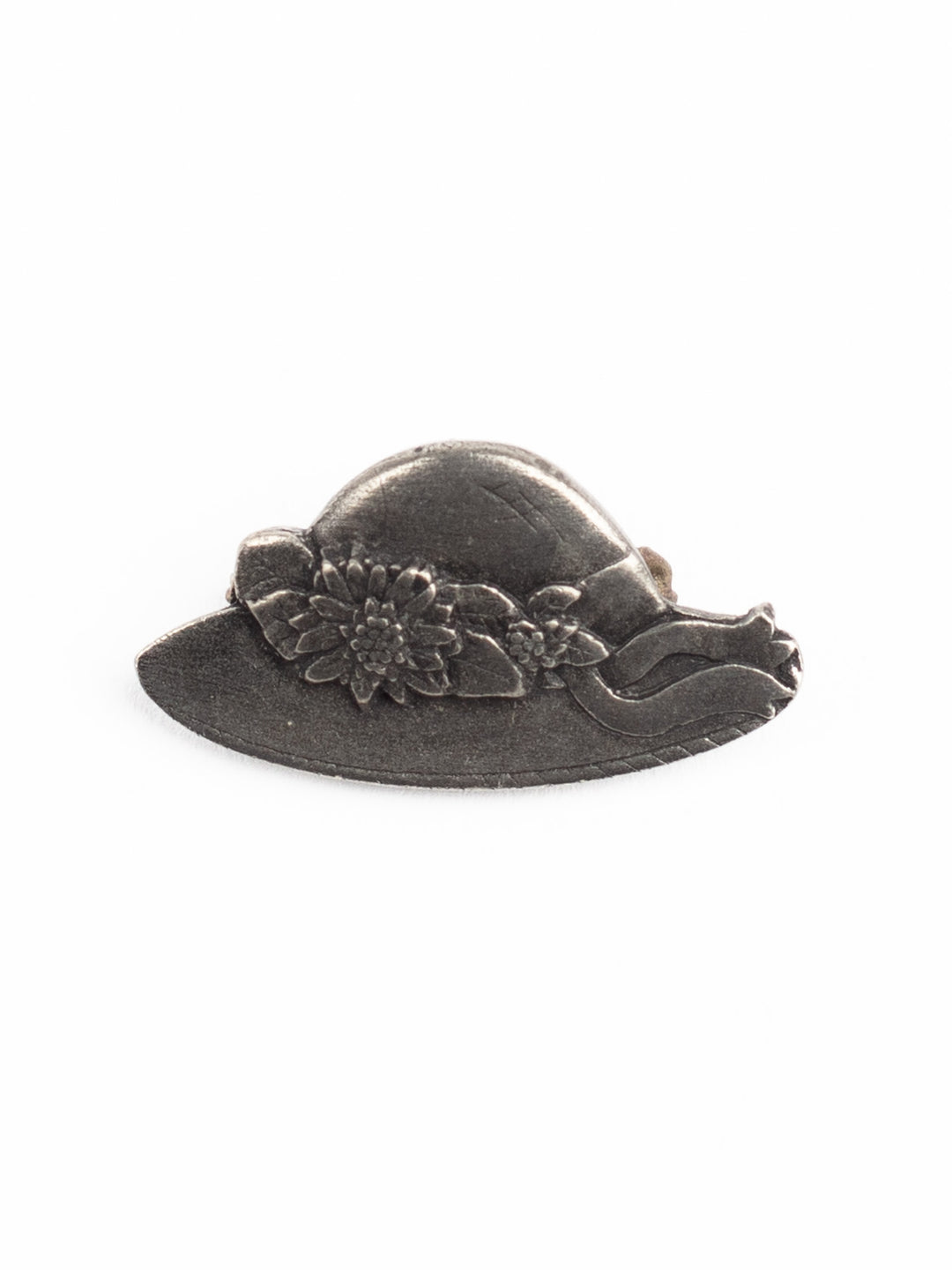 Limited Edition 2005 Birds & Blooms Hat Brooch – Antique Silver-Tone Collectible Pin