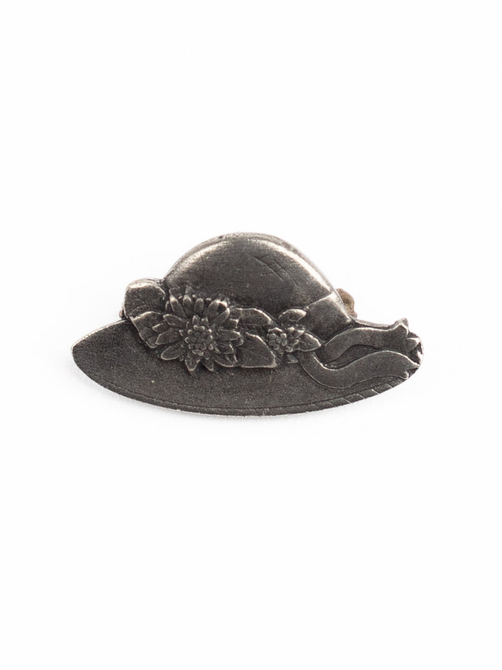 Limited Edition 2005 Birds & Blooms Hat Brooch – Antique Silver-Tone Collectible Pin