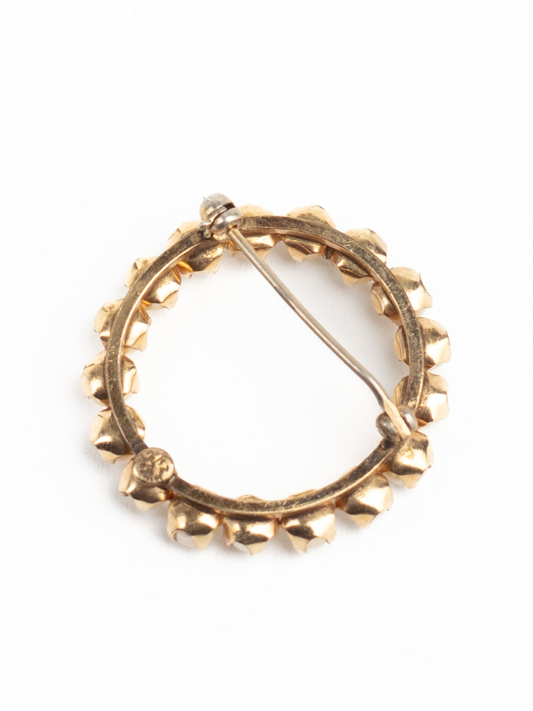 Vintage 50s Circle Brooch with Faux Pearls – Gold-Tone Wreath Pin