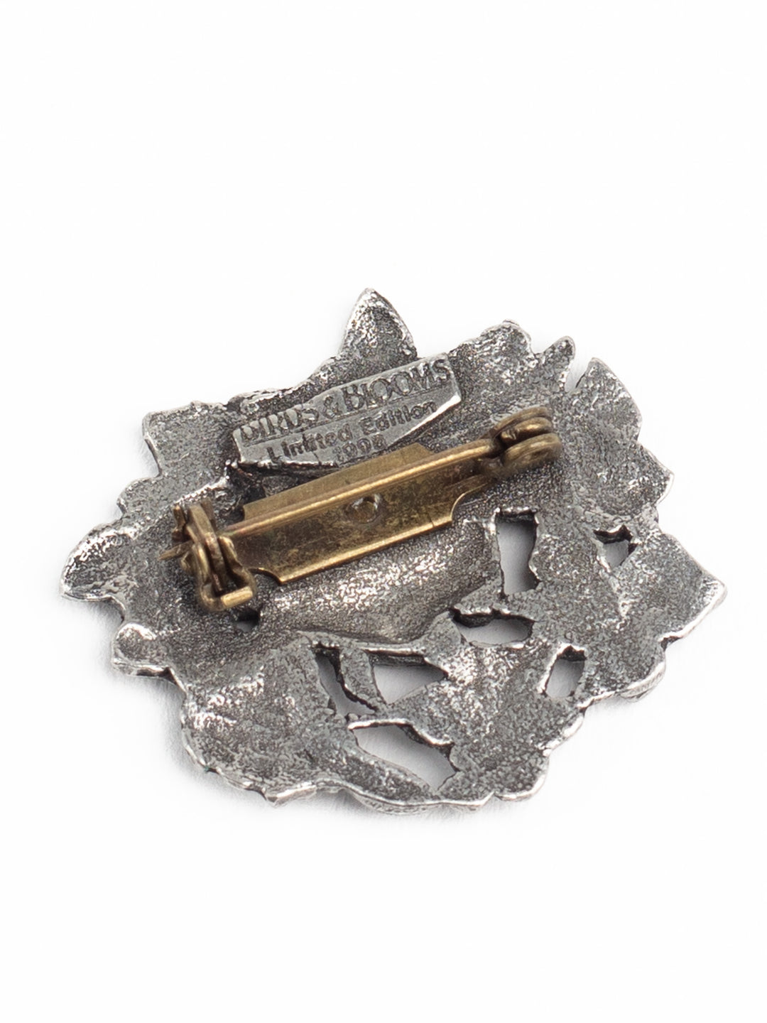 1998 Limited Edition Butterfly & Flowers Brooch by Burns & Brooks in Silver-Tone