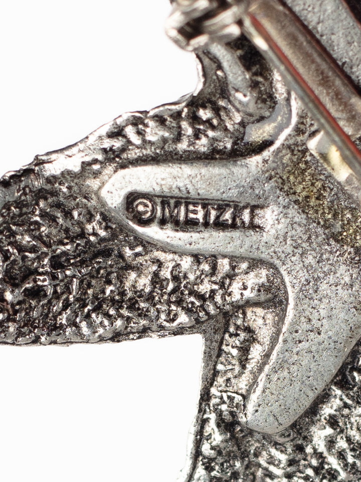 Vintage 80s Metzke Pewter Starfish Brooch – Nautical Marine Life Pin