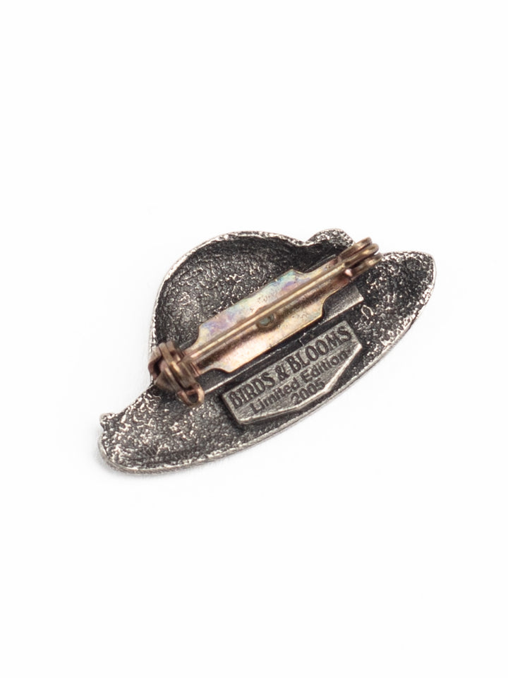 Limited Edition 2005 Birds & Blooms Hat Brooch – Antique Silver-Tone Collectible Pin